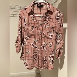 by & by Floral Checkered Blouse in Pink